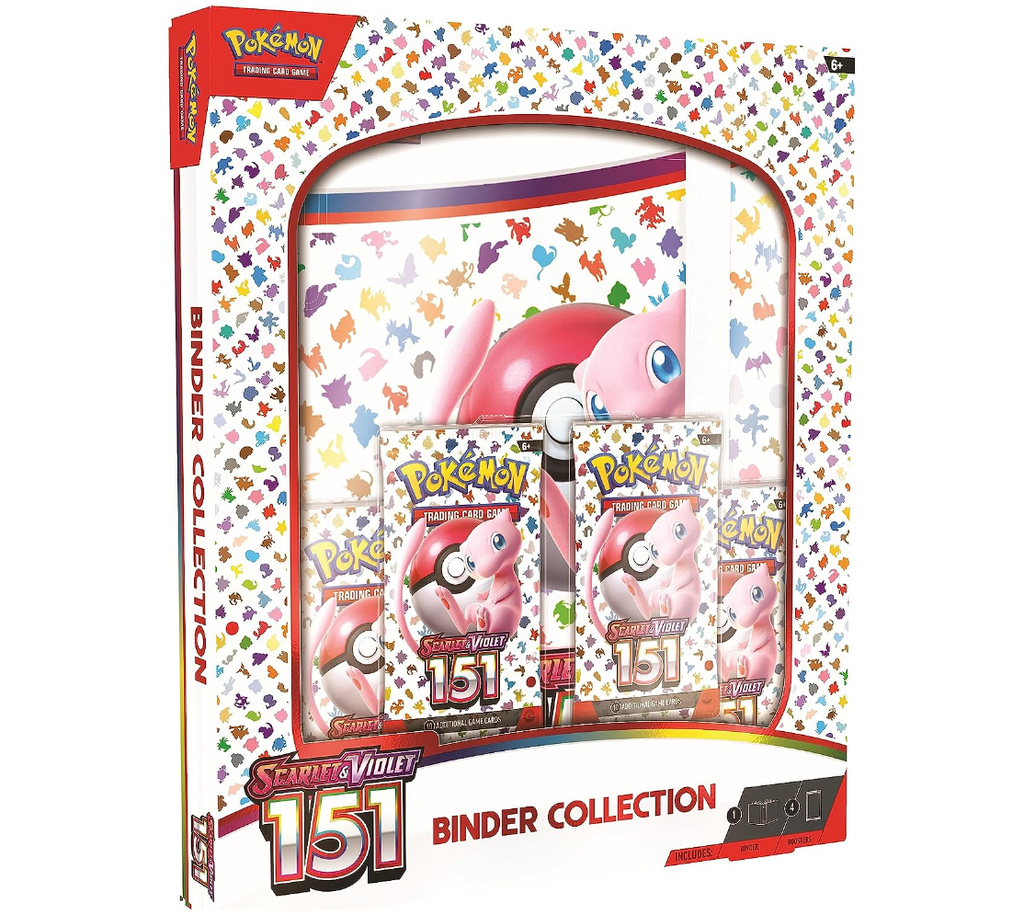 pokemon TCG scarlet violet 151 binder collection box med mew på paketen och pärmen
