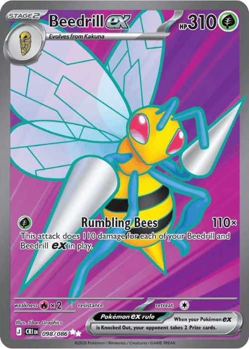 Beedrill ex 098/086 Chaos Rising Ultra Rare Pokemon Card