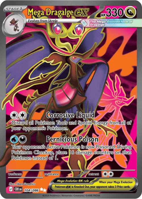 Mega Dragalge ex 104/086 Pokemon Chaos Rising 