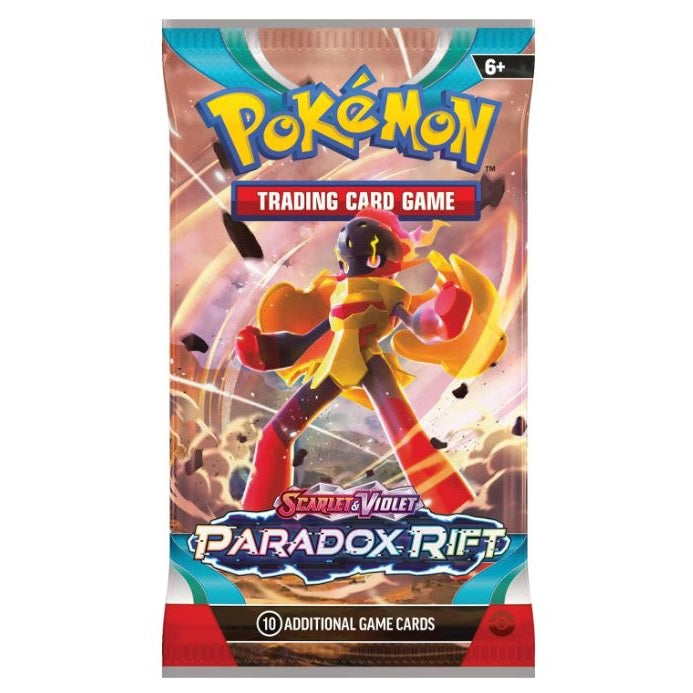 Pokémon Scarlet & Violet 4: Paradox Rift Booster Pack som innehåller 10 samlarkort.