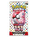 Pokemon 151 booster pack med motiv av Mew som innehåller 10 kort