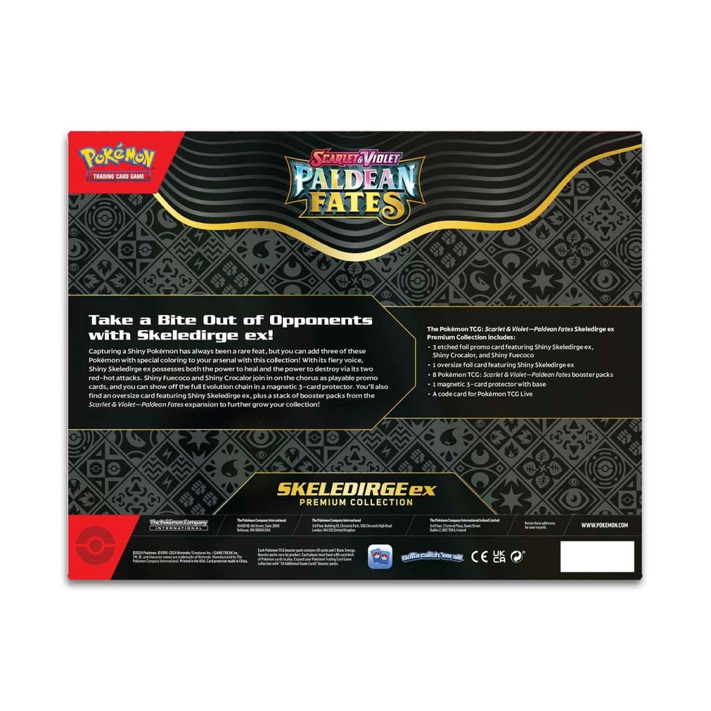 Pokémon Scarlet & Violet 4.5: Paldean Fates Premium Collection Box - Skeledirge ex baksida