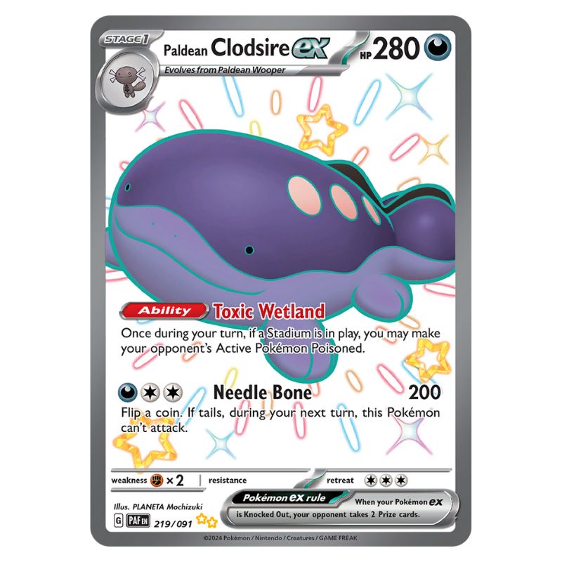 Shiny Paldean Coldsire ex 219/091 Paldean Fates Pokemon kort