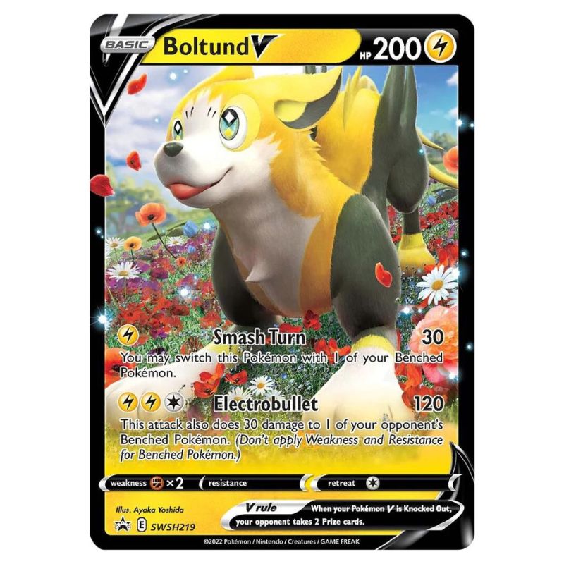 Jumbo Pokemon kort SWSH219 Boltund V i near mint skick