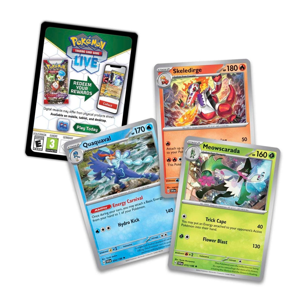 Tre stycken Pokémon kort och ett kodkort