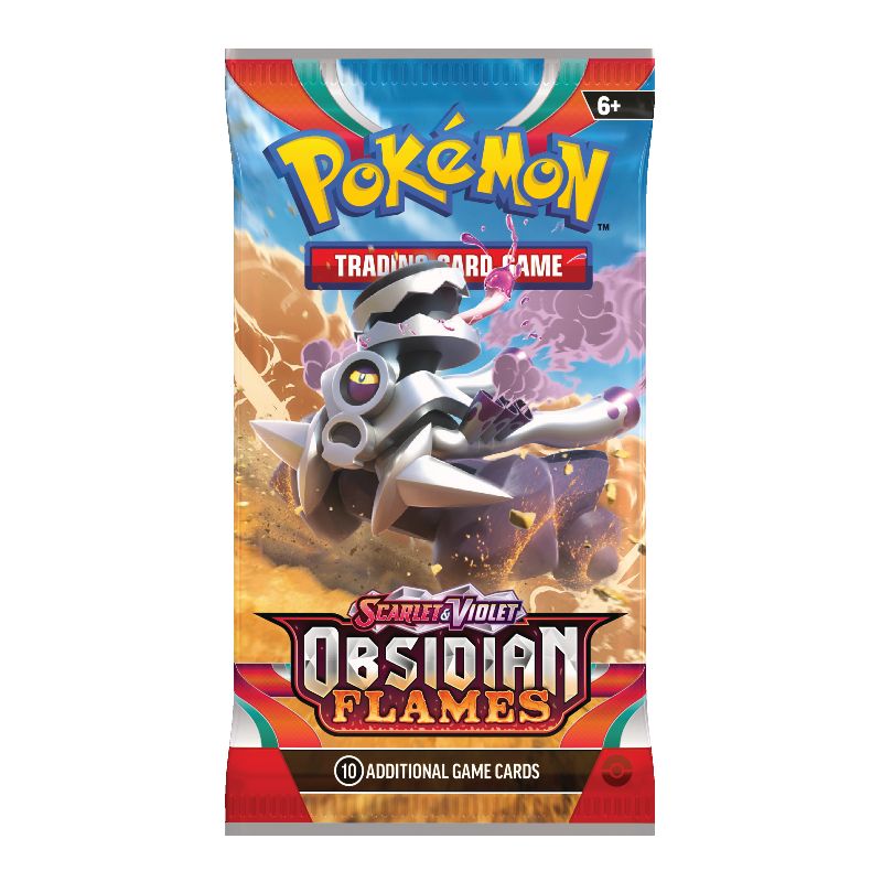 Pokemon Obsidian Flames Booster Pack med revavroom omslag innehållande tio stycken kort.