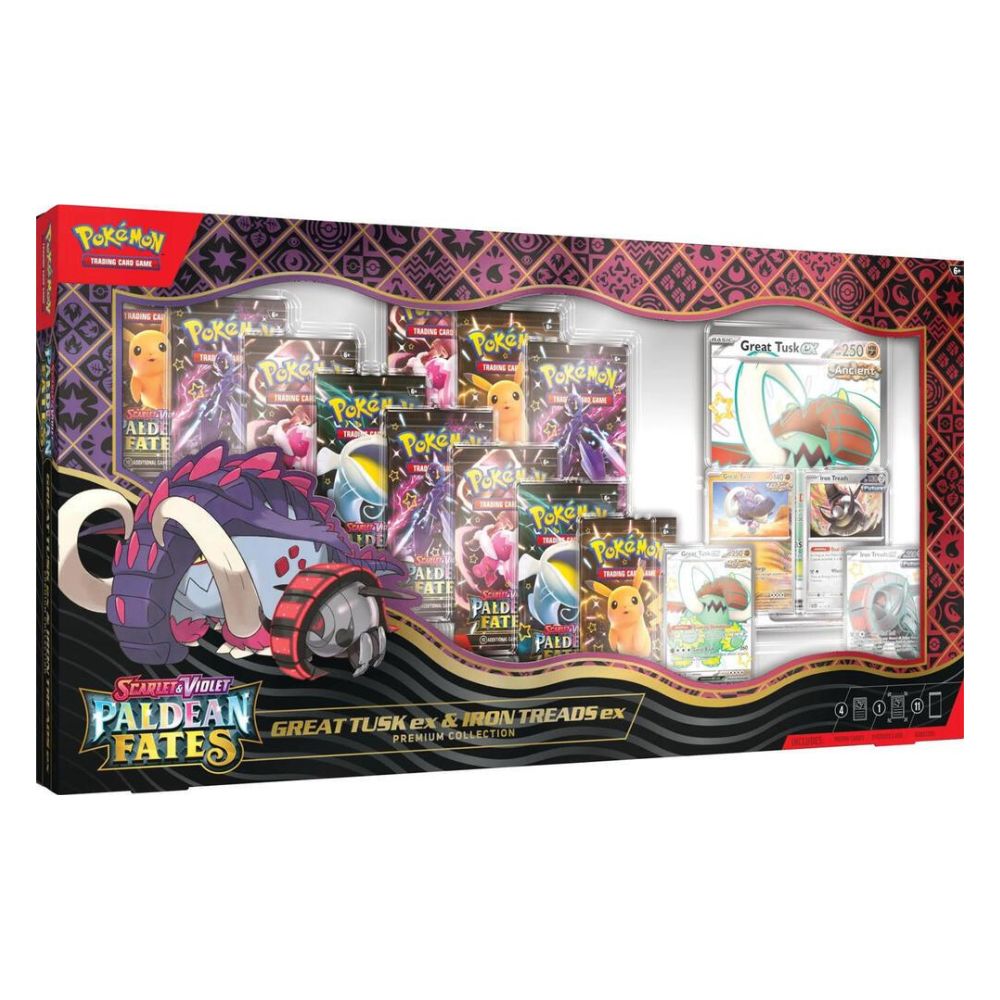 Pokemon Paldean Fates Great Tusk ex & Iron Treads ex Premium Collection Box