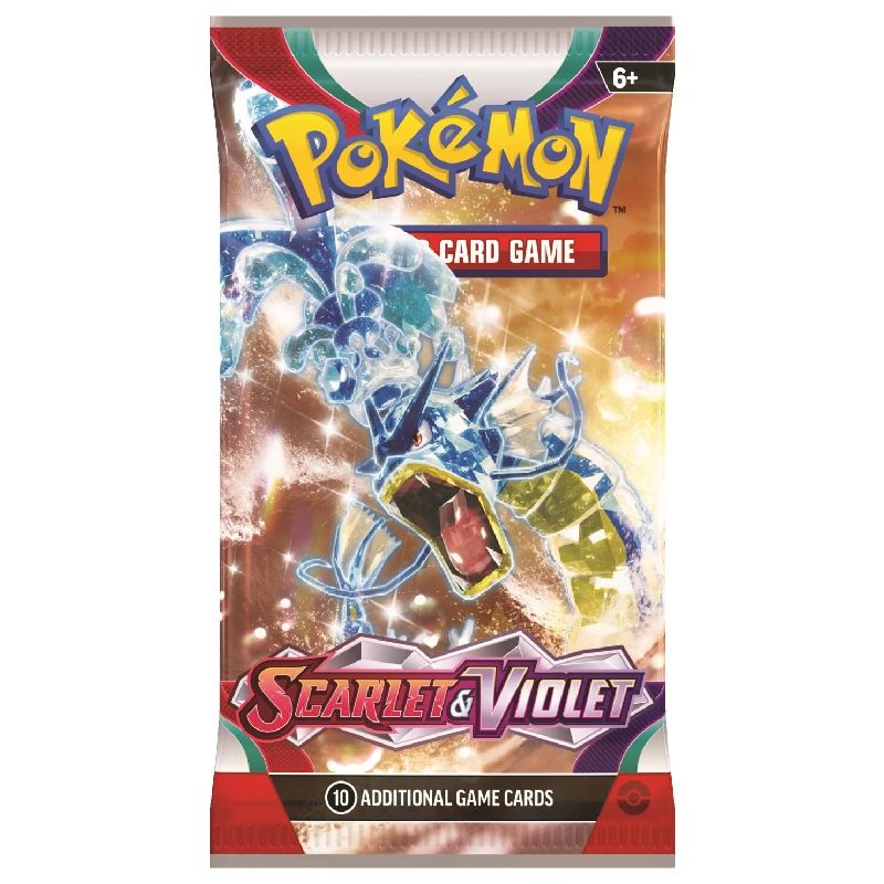 Pokémon Scarlet & Violet Booster Pack med Gyarados omslag innehållande 10 kort