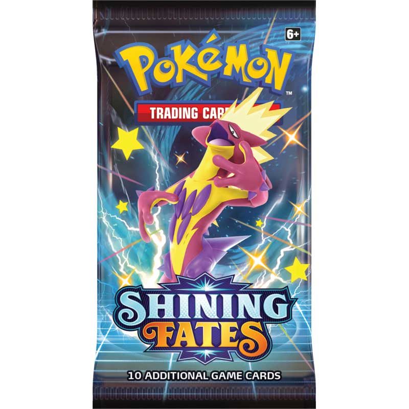 Pokemon Shining Fates booster pack innehåller 10 Pokemon kort