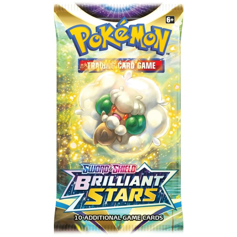 Brilliant Stars Pokemon kort booster pack med tio kort inuti.