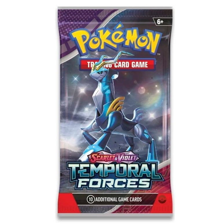 Pokémon Temporal Forces Booster Pack med Iron Crown omslag som innehåller 10 pokemonkort
