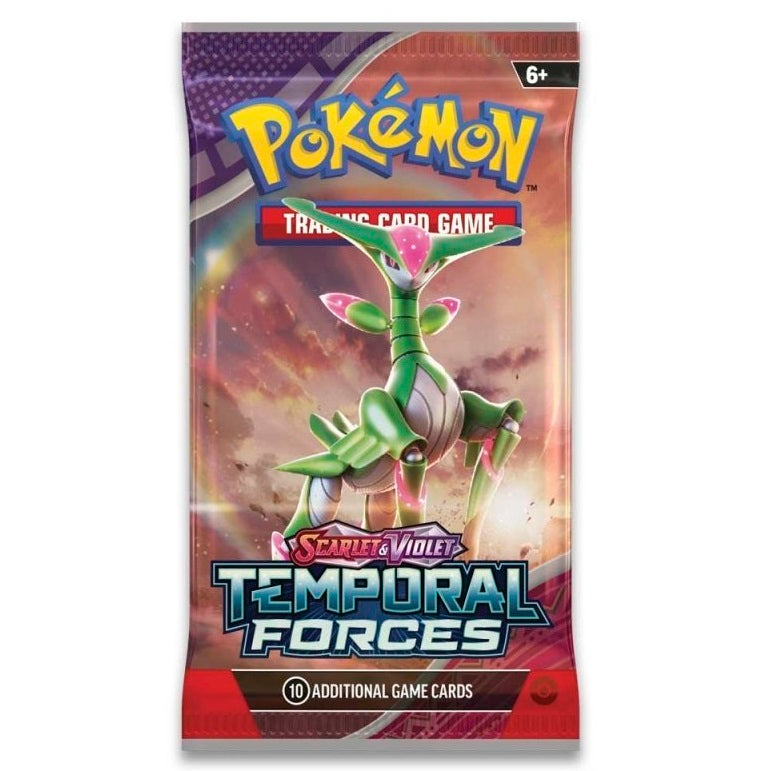 Pokémon Temporal Forces Booster Pack med Iron Leaves omslag som innehåller 10 kort