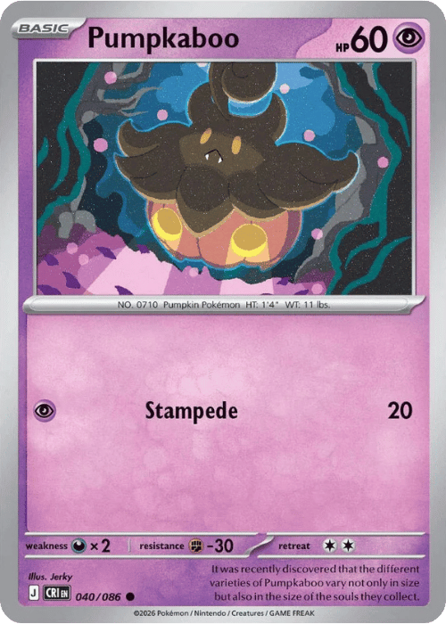 Pumpkaboo 040/086 - Pokemon Chaos Rising Card Details