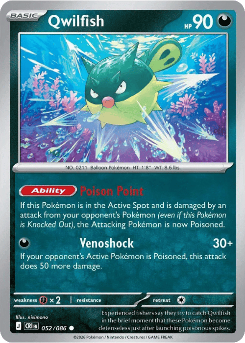 Qwilfish 052/086 Pokemon Chaos Rising
