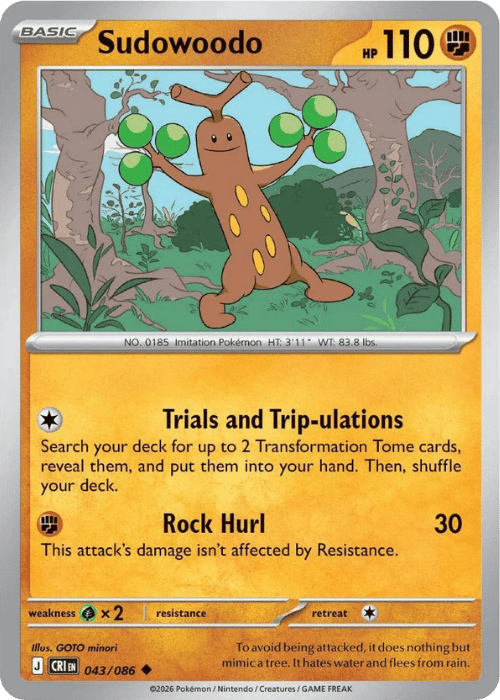 Sudowoodo 043/086 Pokemon Chaos Rising