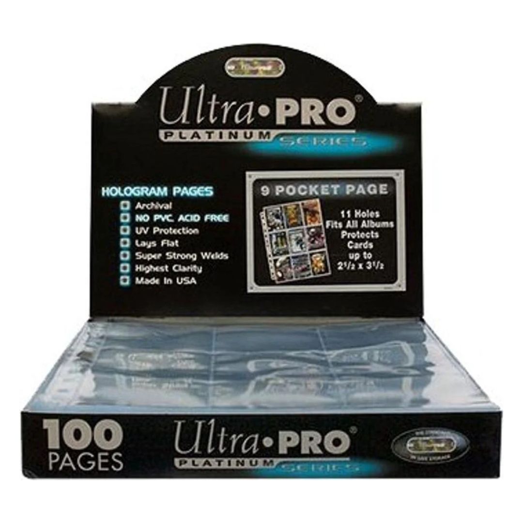 100st Ultra PRO: Platinum Page 9-Pocket Plastficka för Standard Kort, (11 hål)