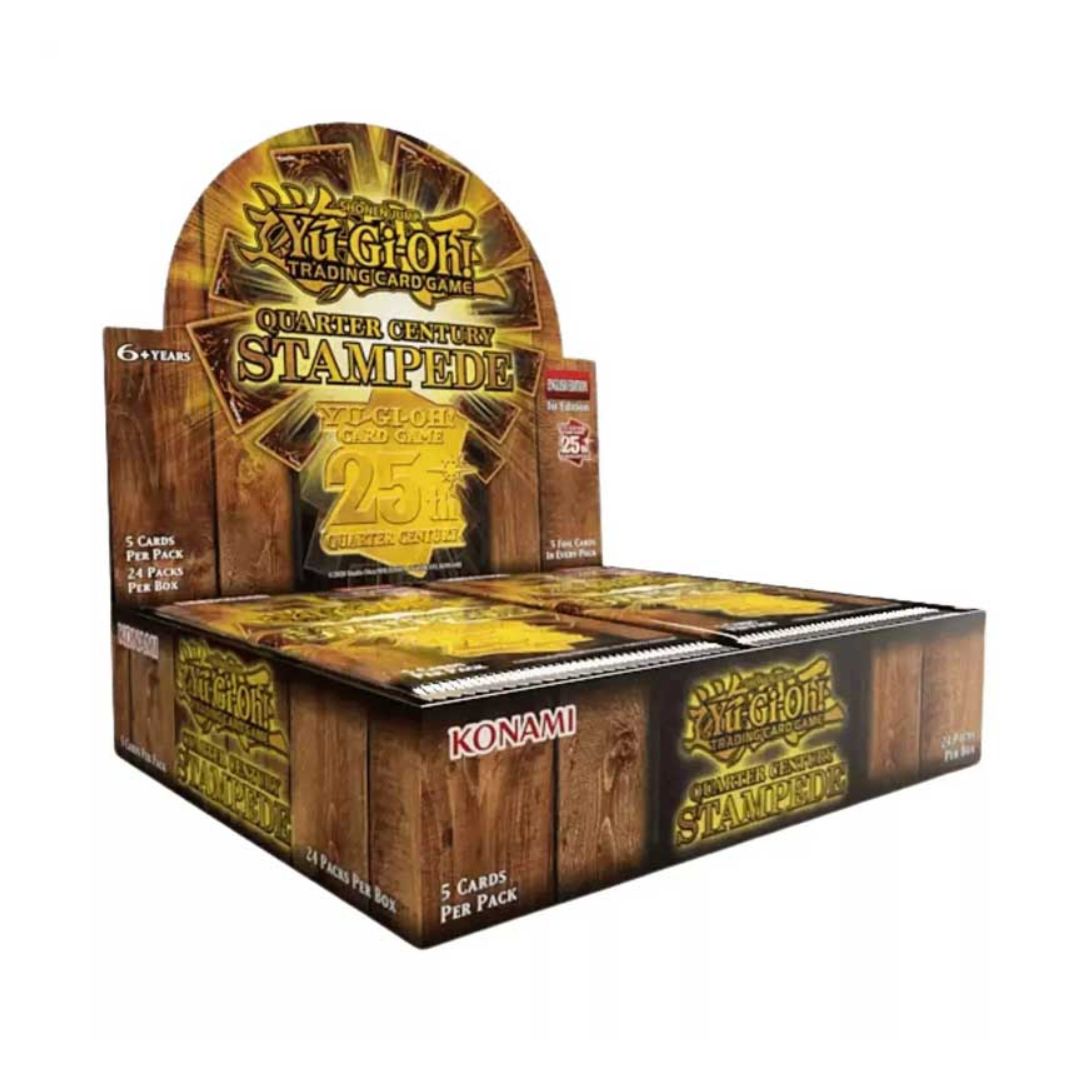 Yu-Gi-Oh! Quarter Century Stampede jubileumset Booster box med mängder av kraftfulla kort att addera till sin samling
